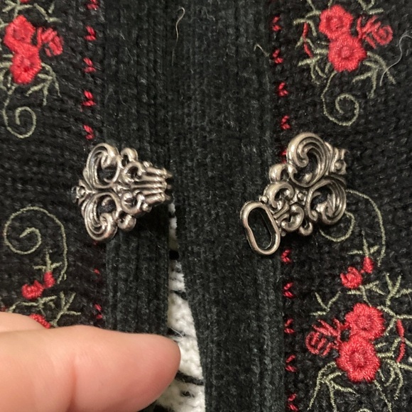 Koret Patterned Cardigan in Black, White, and Red - Picture 6 of 9